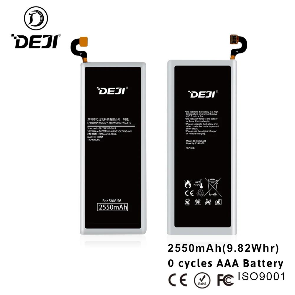 

13 Years factory DEJI gb/t 18287-2013 mobile phone battery for samsung galaxy S6