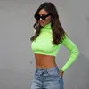 A0900T wholesale sexy high neck women ladys fashion long sleeve cropped top blouses
