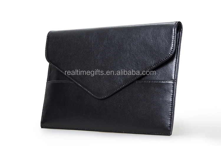
Fashion Office Supplies Conference Files Bag Business Black PU A4 Leather Envelope Folder 