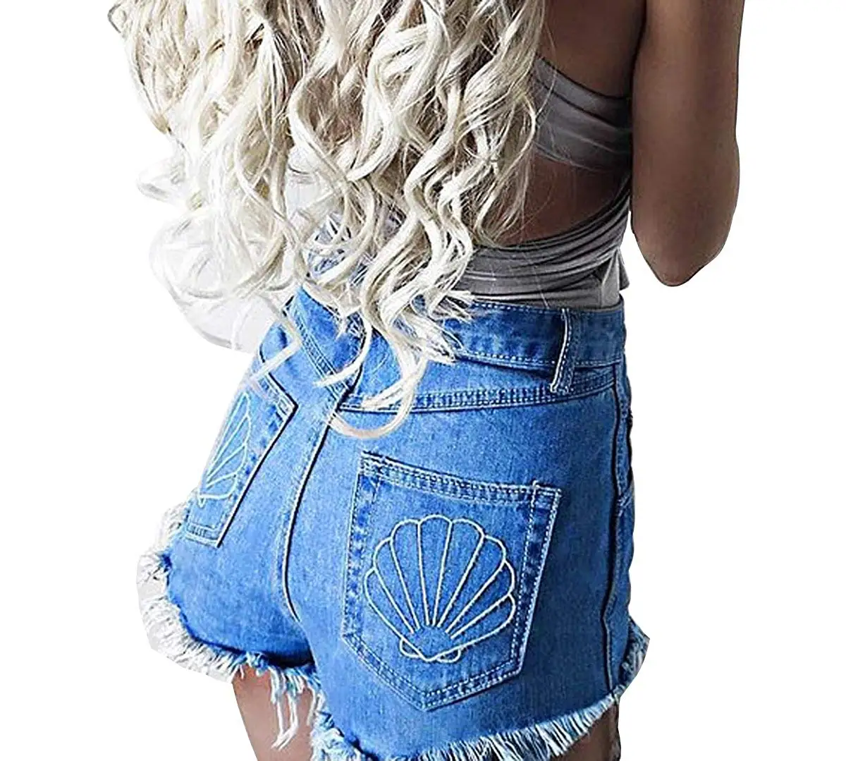 denim shorts pockets showing