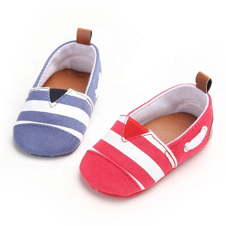 

China Factory infant Baby Canvas shoes soft-sole 0-18months Toddler baby shoes for Boy and Girl, Blue, red