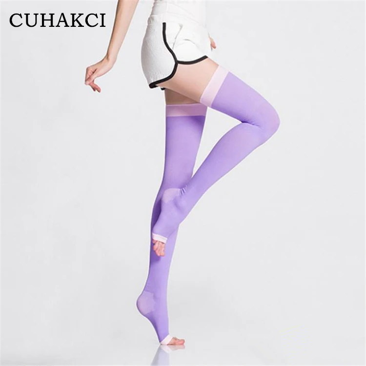 

Compression Wearing Slimming Stockings Lady High Slimming Lady's Beauty Leg Slim Stockings High Quality Thigh High Fashion Solid, Black,blue,pink,purple