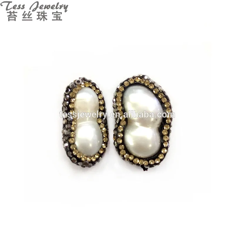 Price of a True Pearl Fancy Shape Connector ,with Pave Crystal Rhinestone, Jewelry Supplies