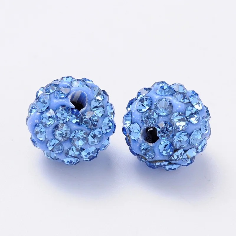 

Pandahall 10mm Blue Polymer Clay Rhinestone Crystal Glass Beads