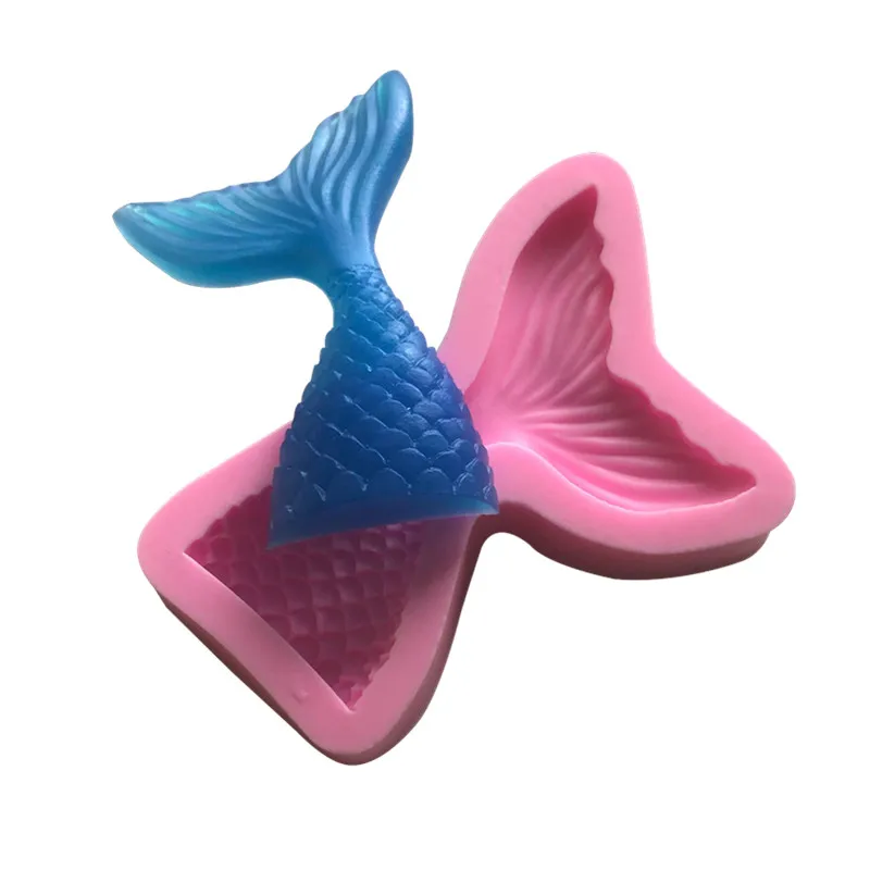 

XGY-1silicone chocolate mould with single hole of fish tail shape, silicone sugar lace mould, 3D Fondant Mermaid Tail Silicone M, Pink