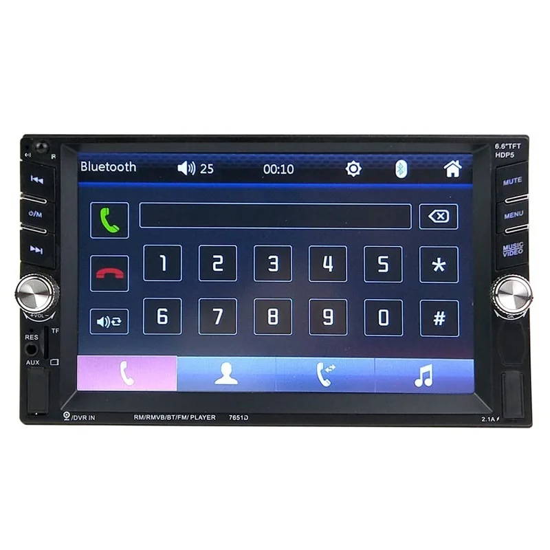 6.6 inch touch screen 2din monitor with Bluetooth Car audio receiver,MP3 USB/SD/AUX in 7652d