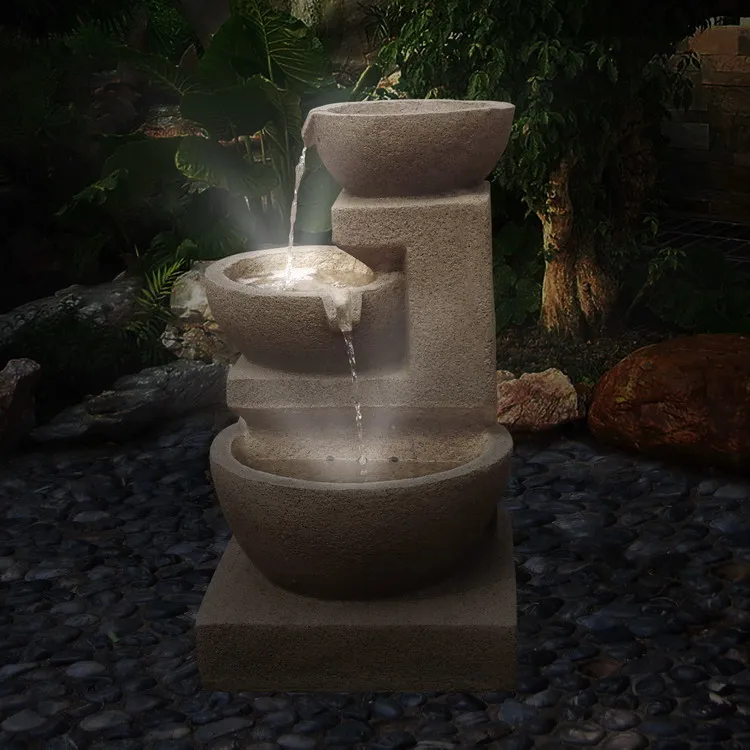 resin solar outdoor fountain with light