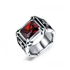 Big Stone Designs For Men Jesus Cross Red Ruby Rings