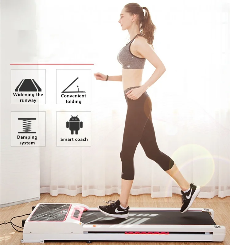 

Commercial Treadmill Running Machine Slim Electric Walking Home Fitness Desk Treadmill, Apple green, girl powder