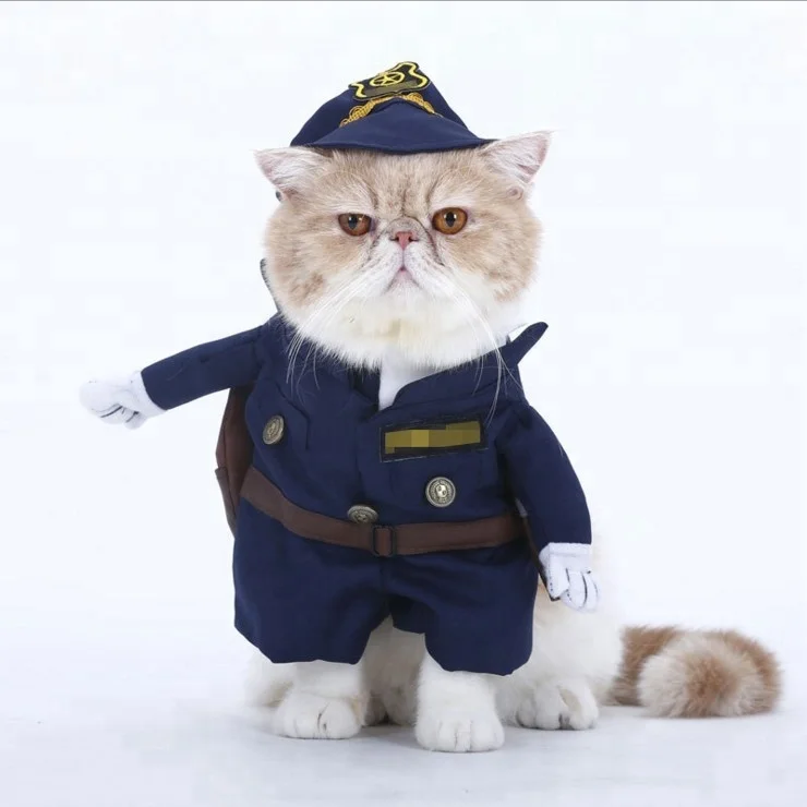 

Funny dark blue Pet Costume Policeman uniform Style cute Cosplay Dog Clothes Jeans Cat clothes