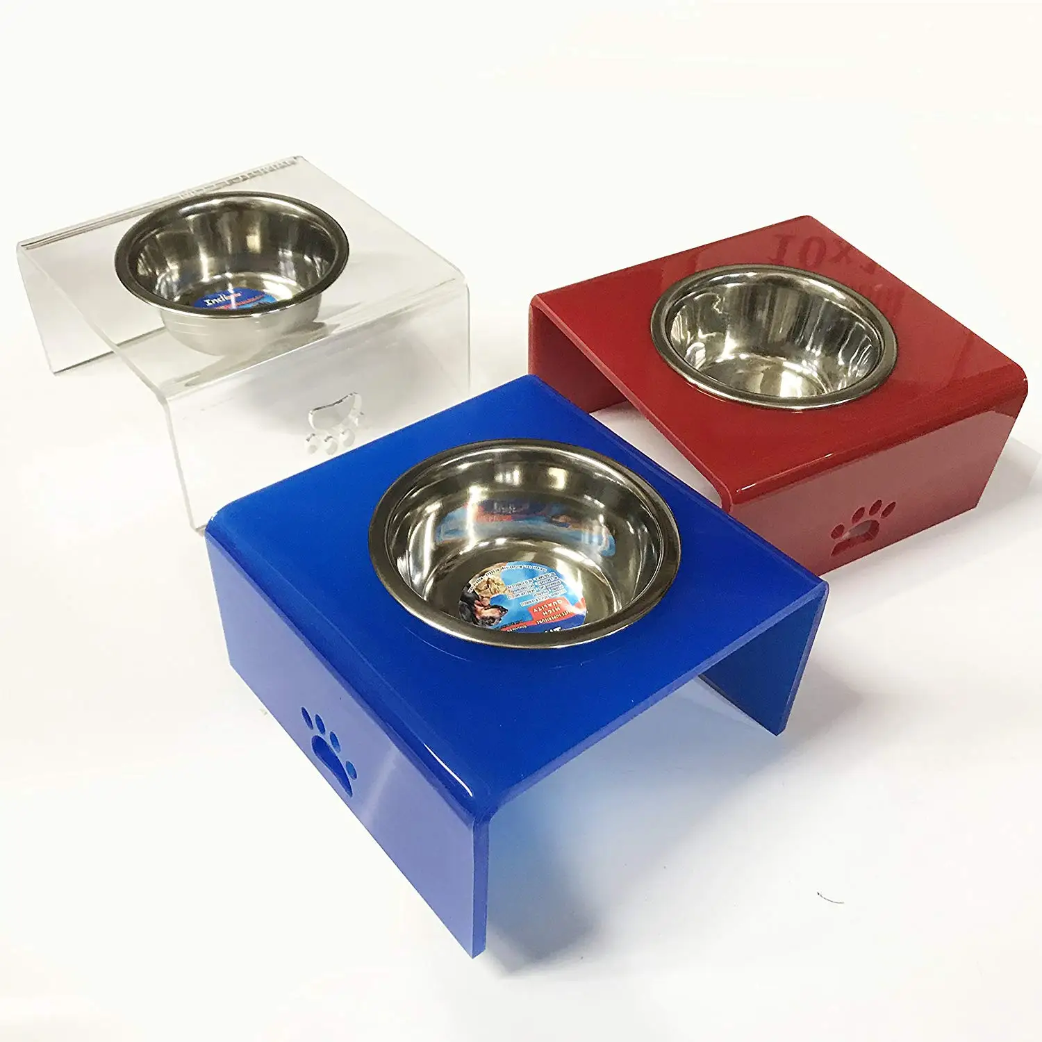 Acrylic Elevated Dog And Cat Pet Feeder Blue Color 1 2 3 Bowls