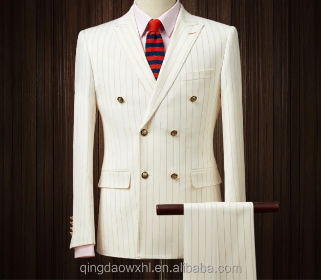 

100%wool custom six buttons suits white stripe, Customized