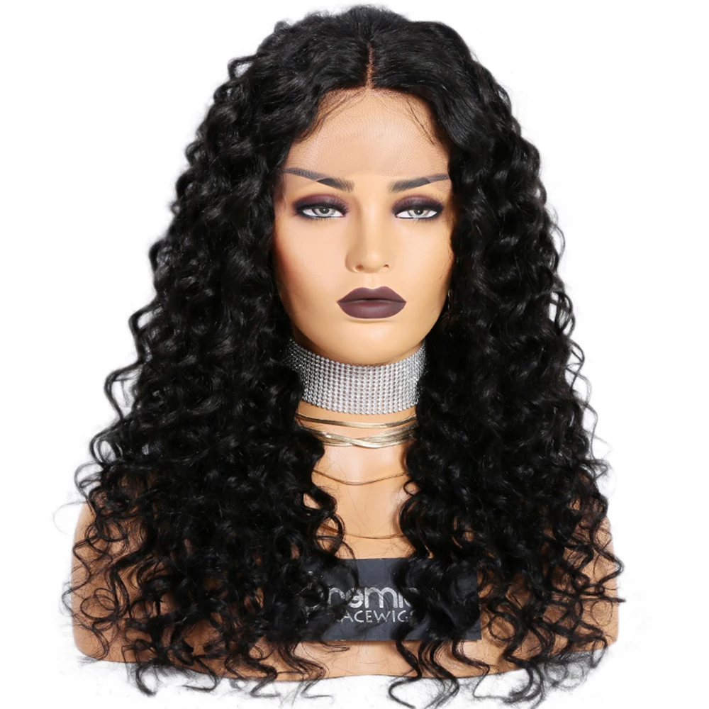 

Qingdao Factory Vendors Quick Shipment New 150% density 18 inch long curly Indian remy hair lace front wig