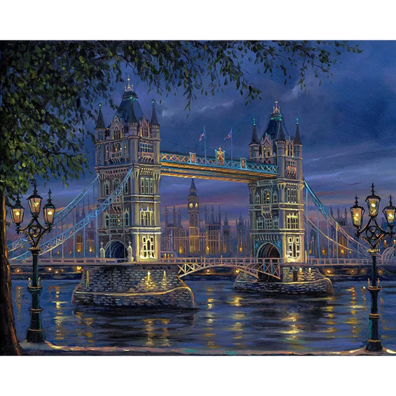 

CHENISTORY 99179 Paint By Numbers Impressionists Diy London Bridge No Frame For Adult