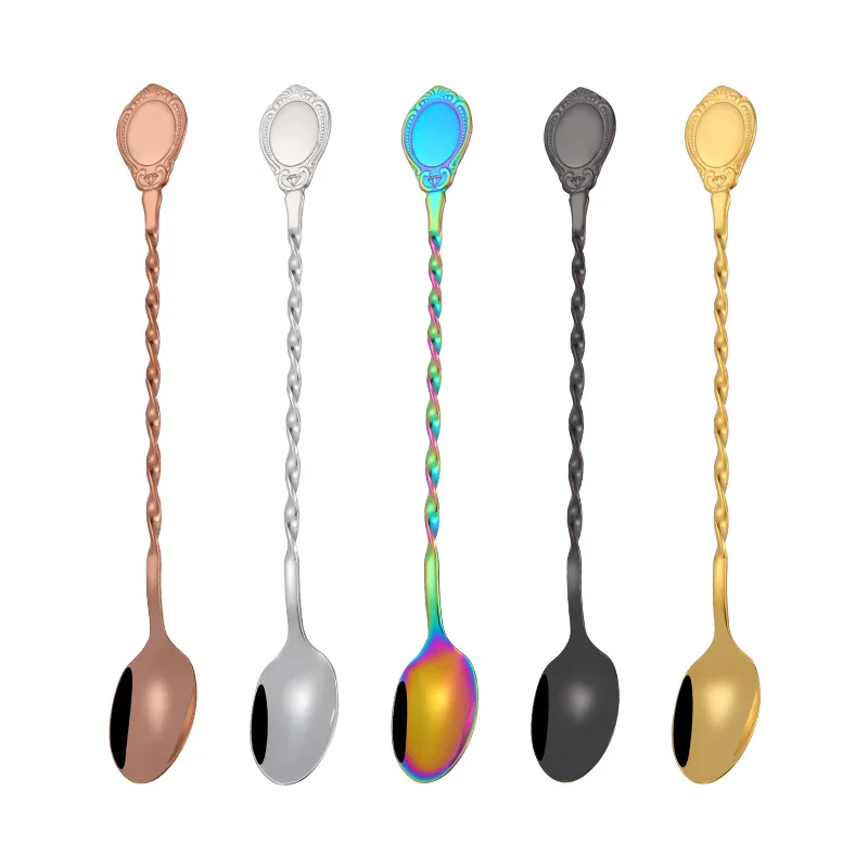 

Colorful coffee spoon, 304 stainless steel stirring spoon colorful cutlery, Silver/gold/rose gold/black