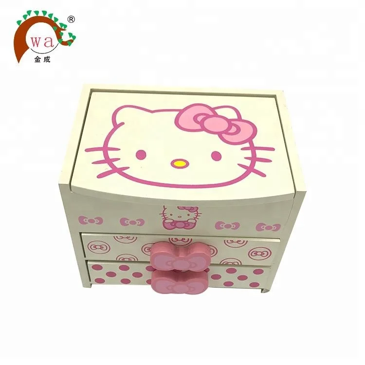 
Custom wooden hello kitty jewelry storage box for jewelry toy 
