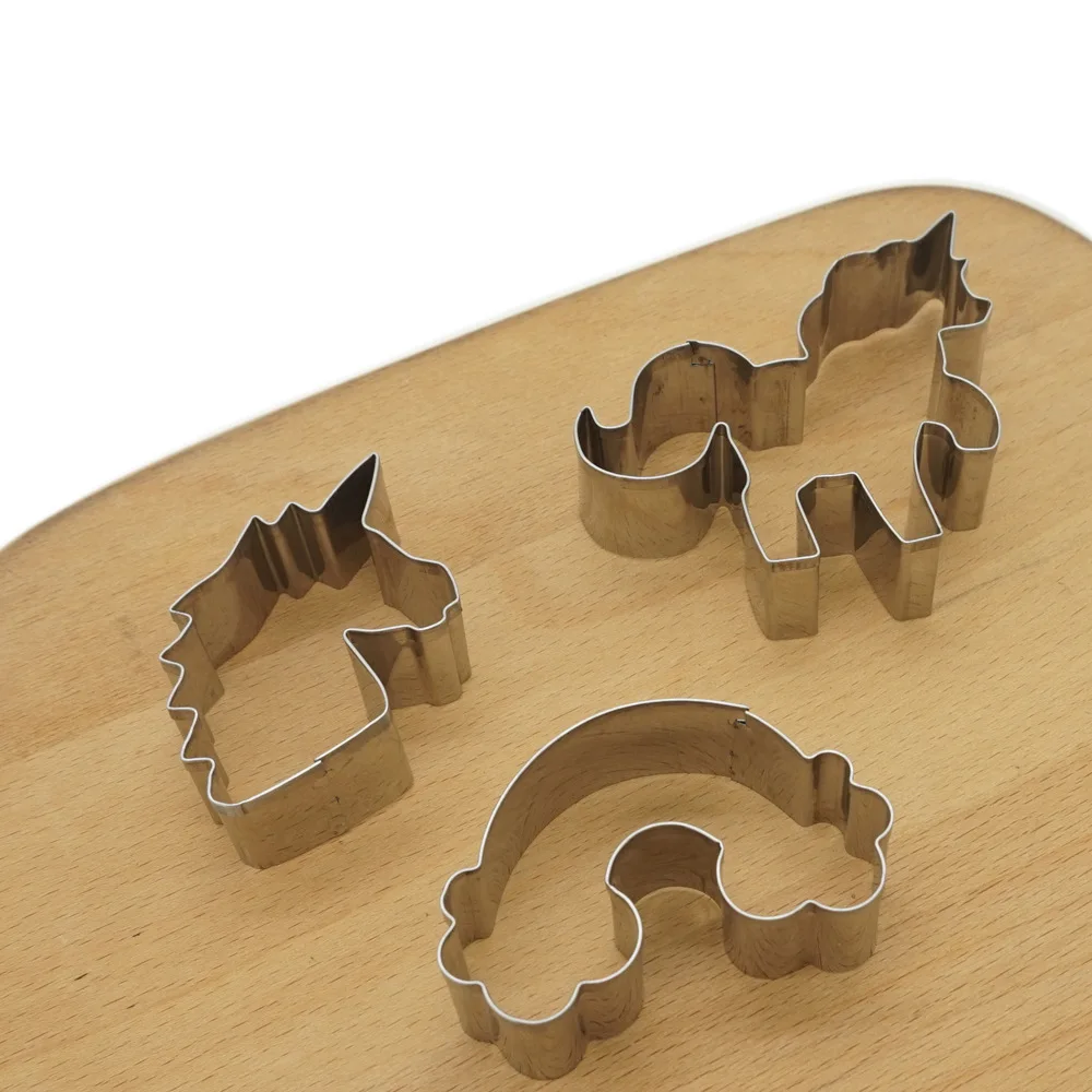 

3pcs set Cookie Moulds Unicorn Shape Stainless Steel Cookie Cutter, N/a