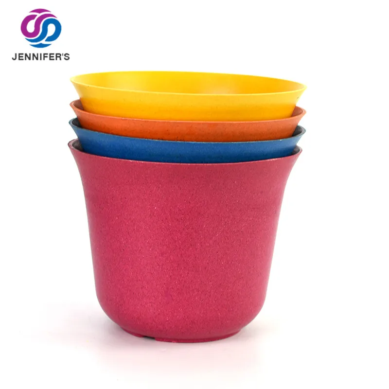 

Different Colors Bamboo Fiber Garden Round Plant Pot Natural degradation Bamboo Fiber Planters Flower Pot, Customizable
