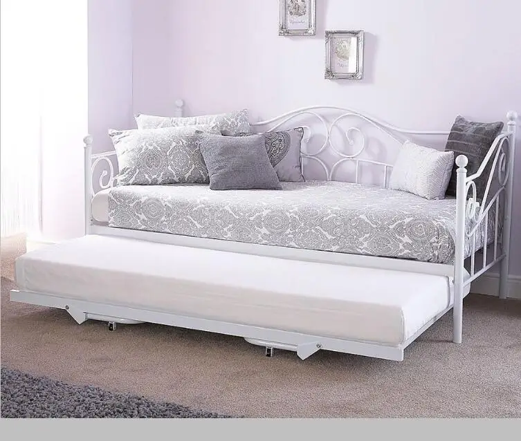 Curvy Wrought Iron Look Twin Daybed Day Bed w/Trundle and Link Spring bedroom furniture