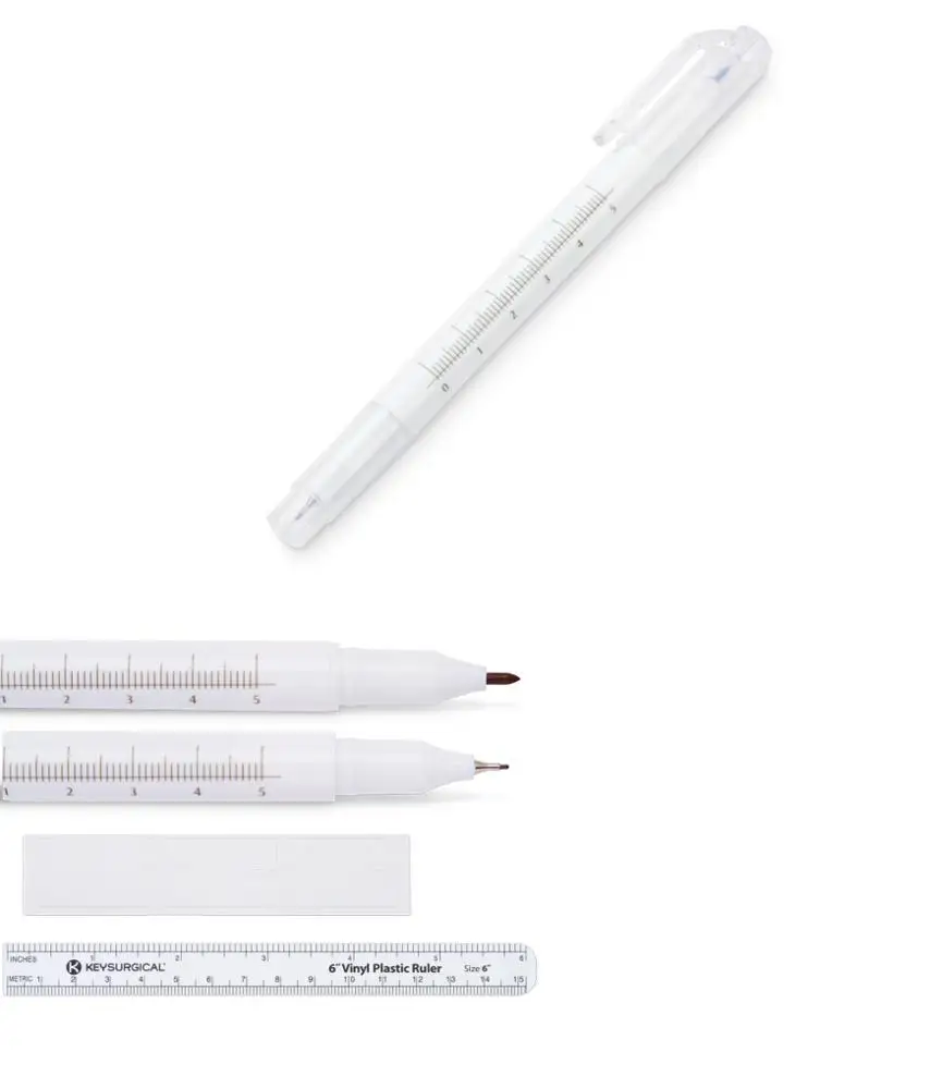 

Eyebrow Microblading Double Headed nontoxic Surgical Skin Marker Medical marking pen With precise Ruler, Violet color