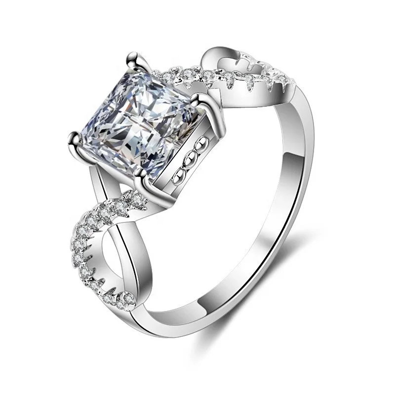 

Size 6/7/8/9 Retro Vintage Ring White Gold Filled Cubic Zircon Women Finger Ring Wedding Engagement Jewelry