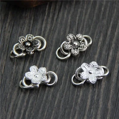 

Vintage 925 Sterling Silver Accessories DIY Necklace Bracelet Buckle Flower Connectors Flower Clasps Clips, N/a