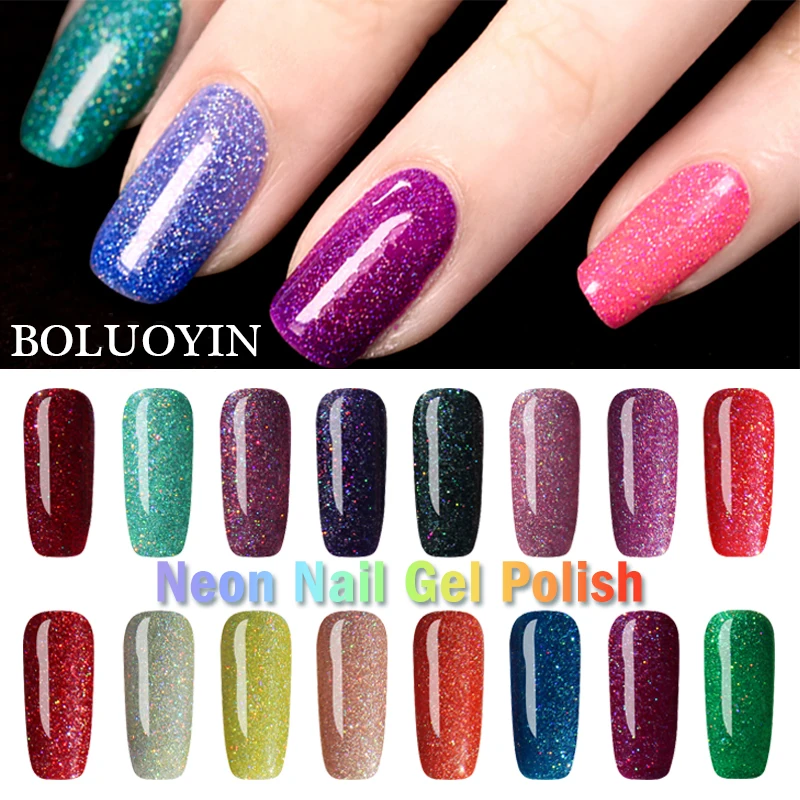 

BOLUOYIN Rainbow UV Gel Nail Polish Primer Shining Enamel Gel Lacquer Semi Permanent Shiny Colorful Neon Gel Nail Polish