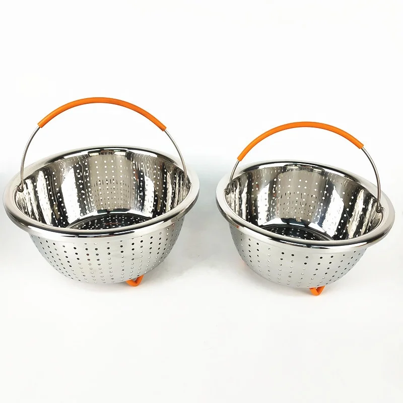 

Silicone Washing Basket Hot Sale Vegetable Colander With Handle Fruit Strainer, Silver