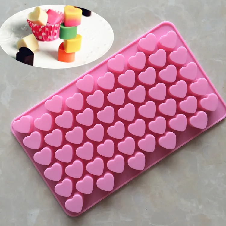 

silicone heart chocolate mold New Arrival 55 cavity mini heart cake mold chocolate jelly heart shape candy mold cake tools, Customized color