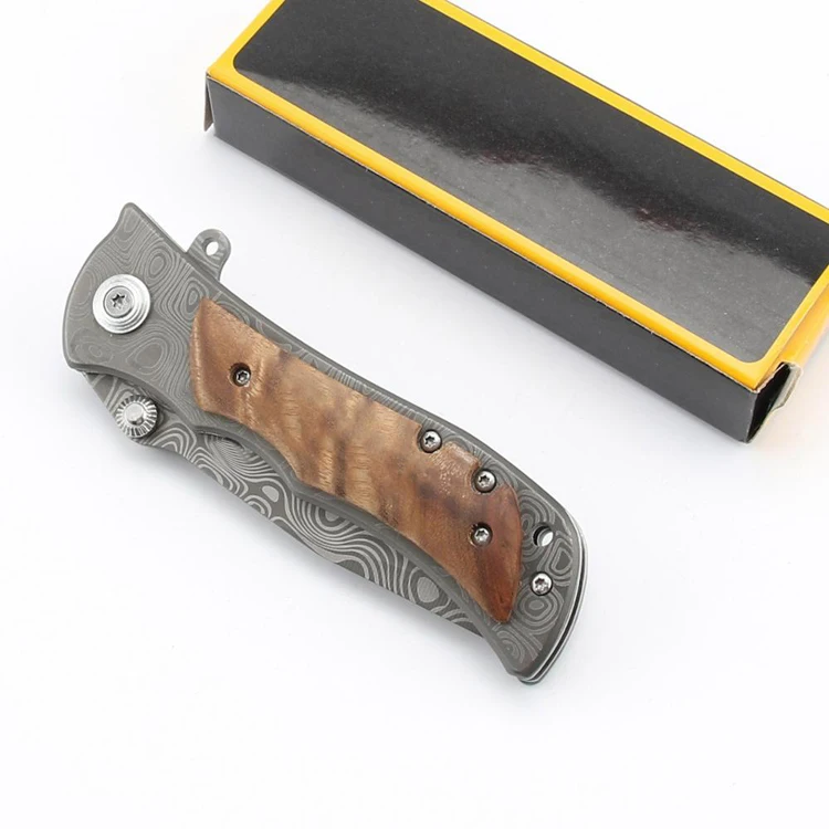 personalized  damascus steel pattern   folding pocket knife pocket folding  knife engravable  logo outdoor survival