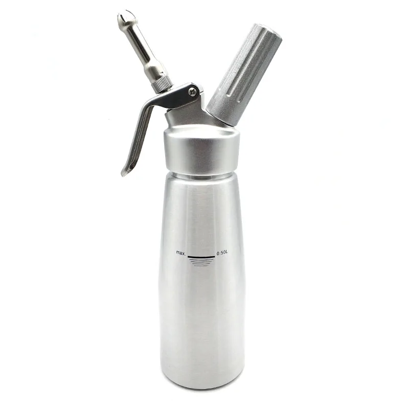 
500ml professional aluminium whipped cream maker with stainless steel nozzles 