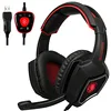 Sades Spirit Wolf USB 3.5mm Jack Over-Ear Gaming Headset Headphones with Microphone Volume Control LED Lights for PC