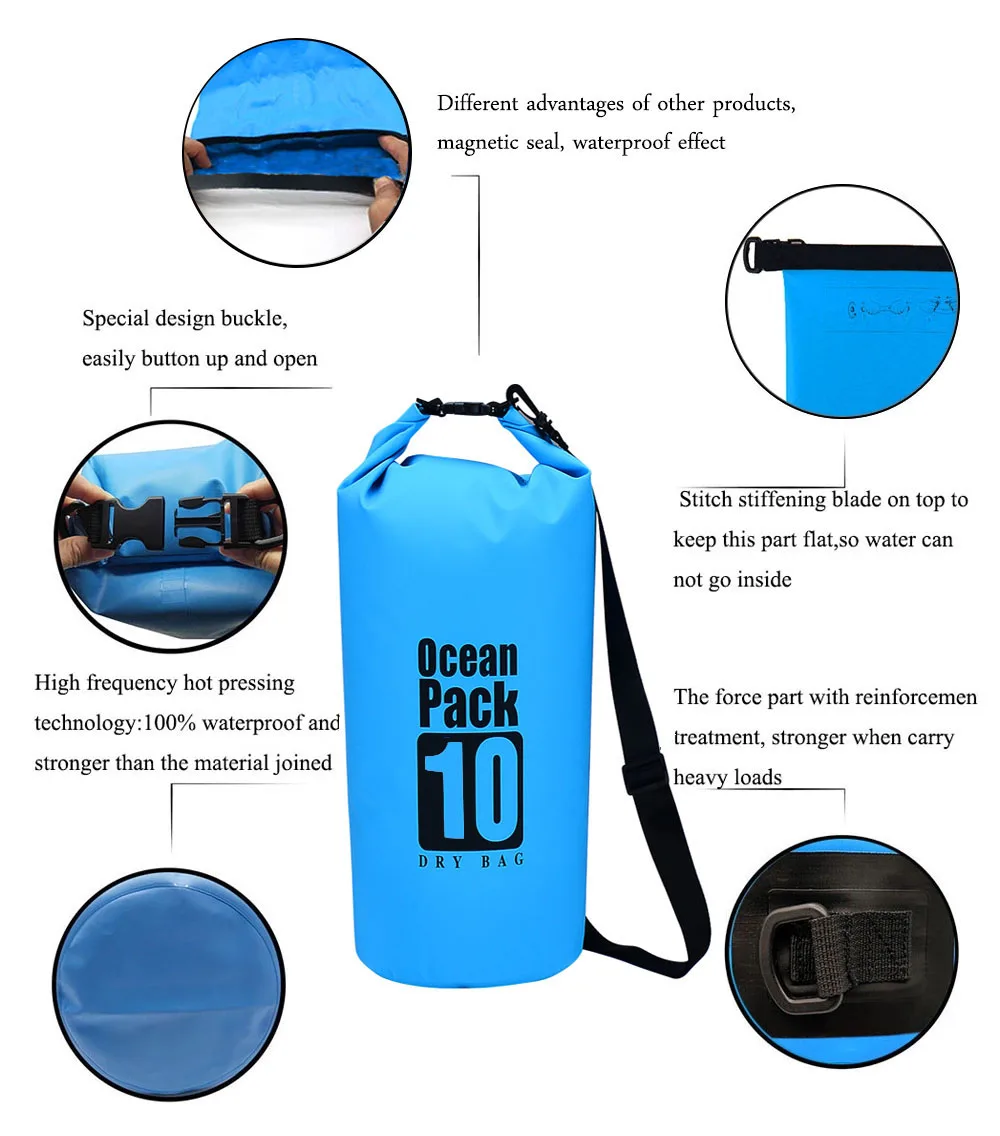 New Style 10l 15l 20l 30l 500d 100% Waterproof Pvc Dry Bag - Buy 100% ...