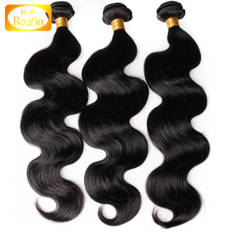 

Free Shipping Indian Unprocessed Natural Black Body Wave Human Hair Weave Bundles