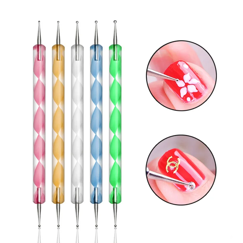 

Wholesales crystal 5 pcs wave printing blue pen nail dotting tool, Picture