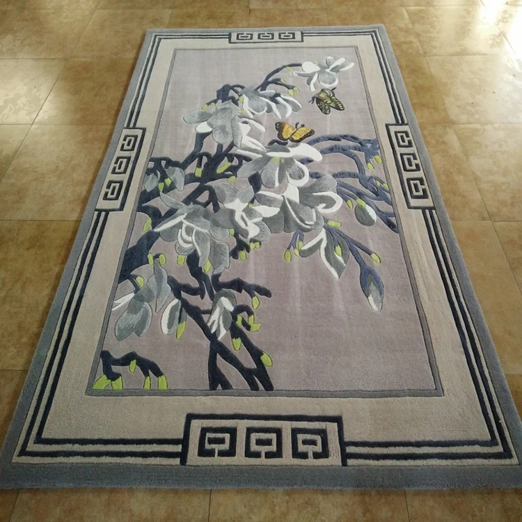 Hand Tufted hotel floor Carpet Customized floral pattern handmade Wool Carpet, Model Area Rug