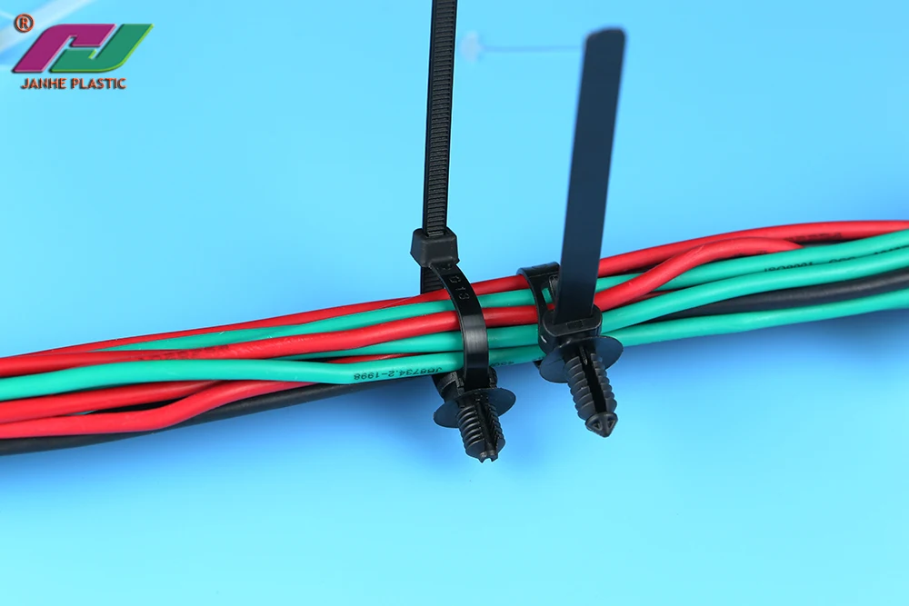 Black Cable Tie Holder Push Mount Cable Tie High Tensile Strength Cable