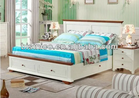 European Contemporary Country Furniture Bedroom Furniture Mediterranean Style Sleeping Queen Size Sleigh Bed W Storage Drawer View English Country