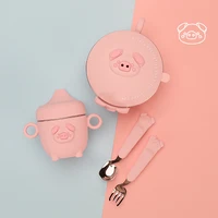 

Stainless steel silicone spoon fork bowl baby dinnerware creativity baby dinnerware anti-hot cartoon gift baby dinnerware