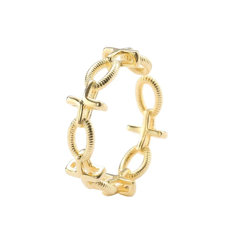 

China silver ring 925 fashion style cross twist gold ring women, Gold /rose gold/white