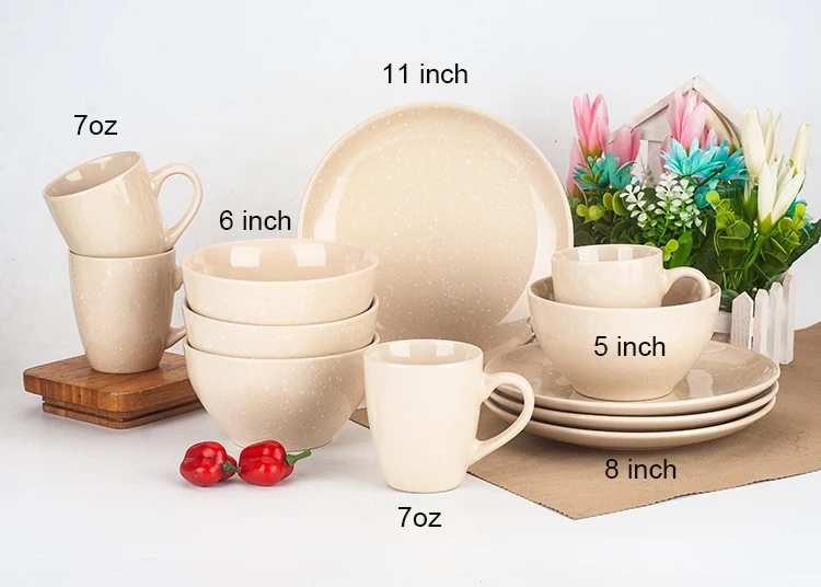 Dishwasher Safe Ceramic Dinner Set Porcelain Dinnerware With Soup Spoon