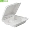 Easy Green Biodegradable 9inch 3 Compartment Paper Bamboo Fibre Corn Starch Lunch Box