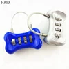R513 promotional gift lock 3 digit cable padlock royal blue color