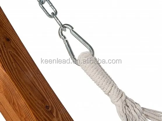 Outdoor wooden frame hammock with hanging basket chair