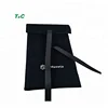 Custom High Quality Black Suede Jewelry Pouch White Screen Printed Logo Wholesale Velvet Jewelry Bag