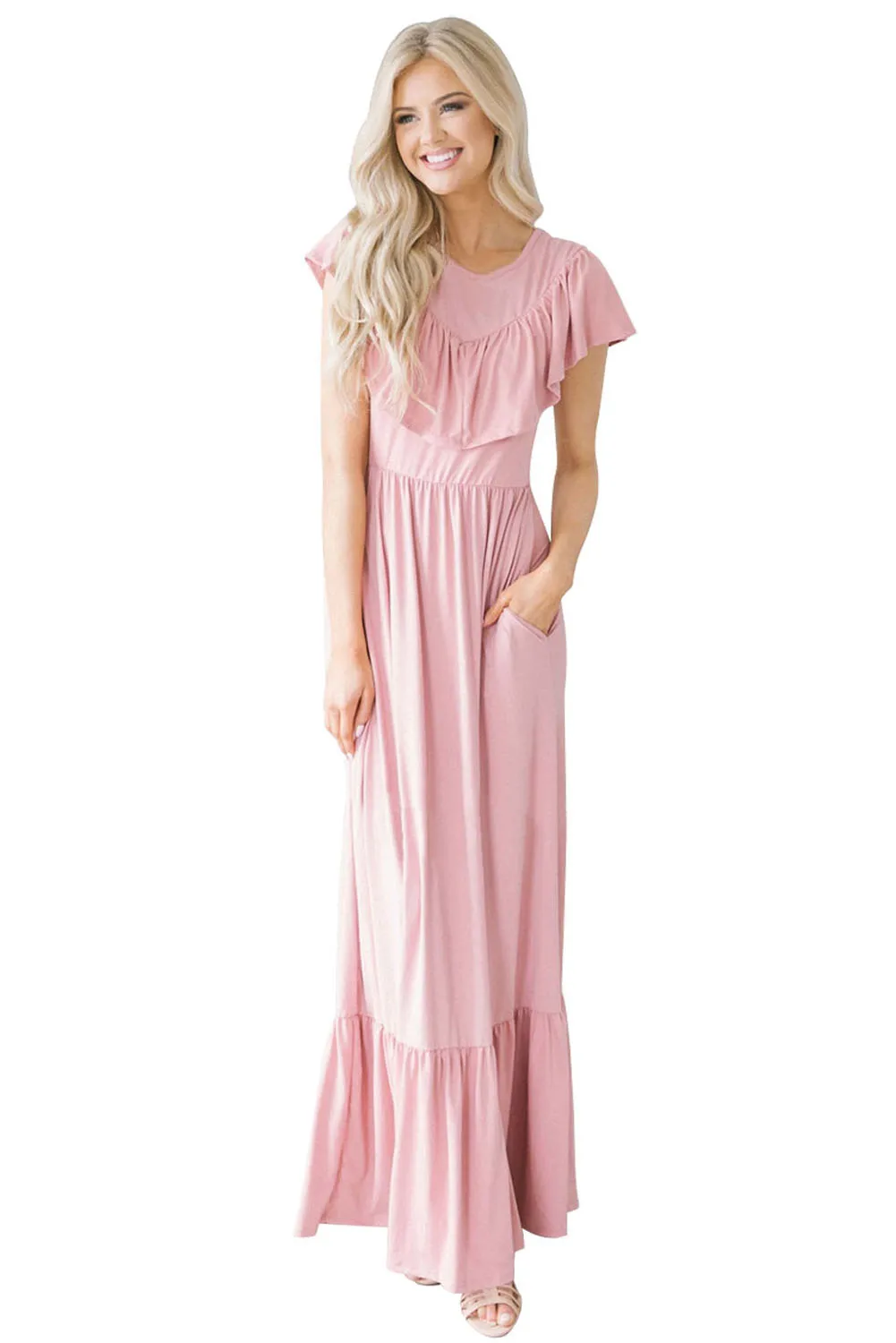 pink summer maxi dress