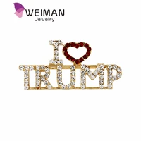 

"I Love Trump" Letter Rhinestone Crystal Trump Brooch Pin