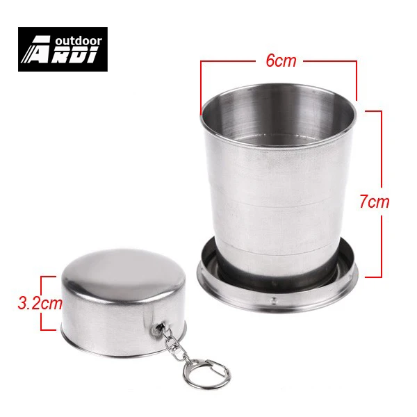 
Stainless Steel Portable Mini Travel Retractable Cup Keychain Telescopic 
