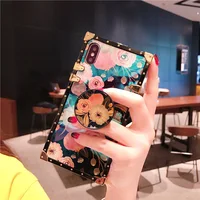 

new arrival hot sell blue light square flower series case for iphone Xs,lady's case for iphone Xs/X Xs max XR