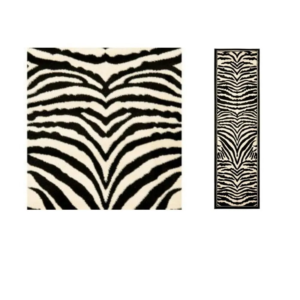D&H 1 Piece Girls White Black Zebra Stripes Runner Rug, Wild Animal Safari Entraceway Rug, Hallway Flooring African Themed Pattern Zoo, Long Narrow Skinny, Jungle Style, 2'3Ft X 6Ft